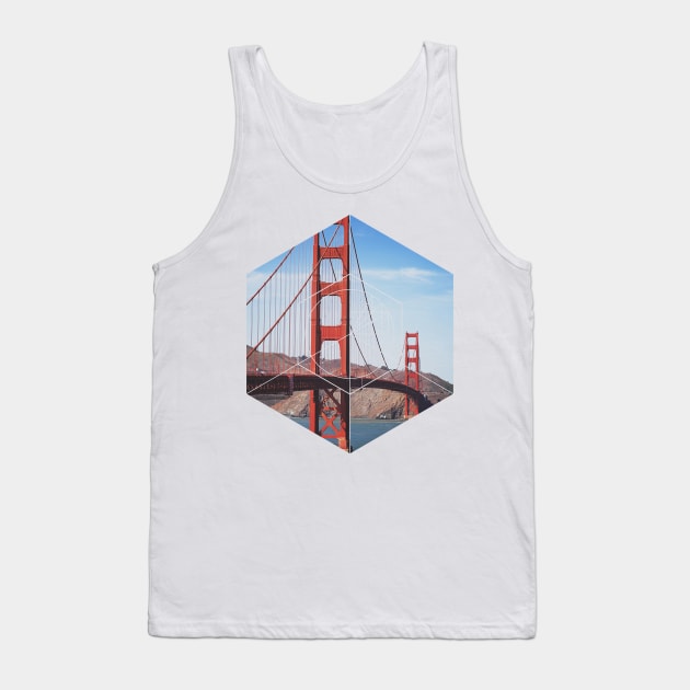 Golden Gate Bridge Geometric Photography Tank Top by deificusArt